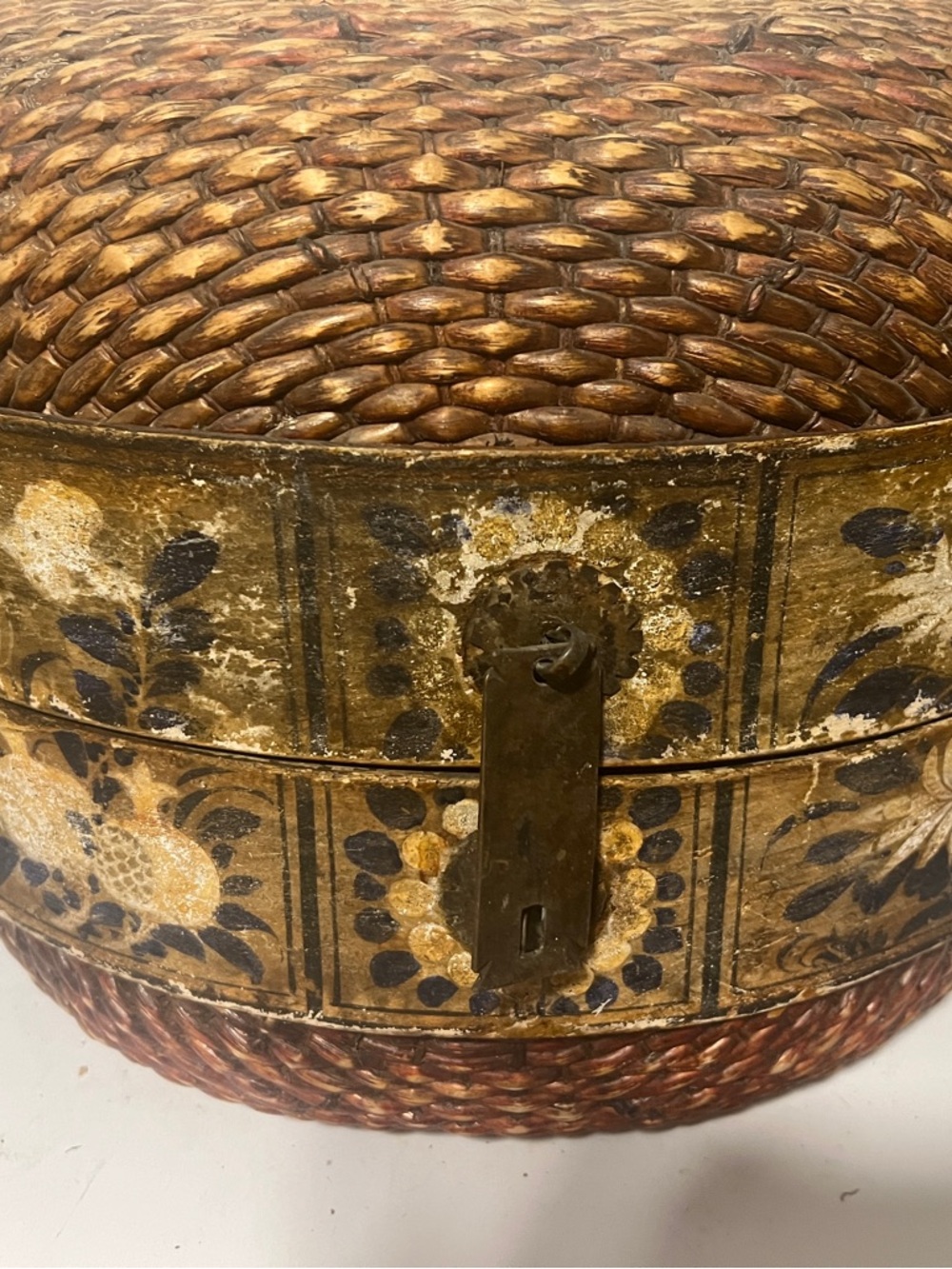 Handcrafted Woven Decorative Storage Box in Brown and Gold